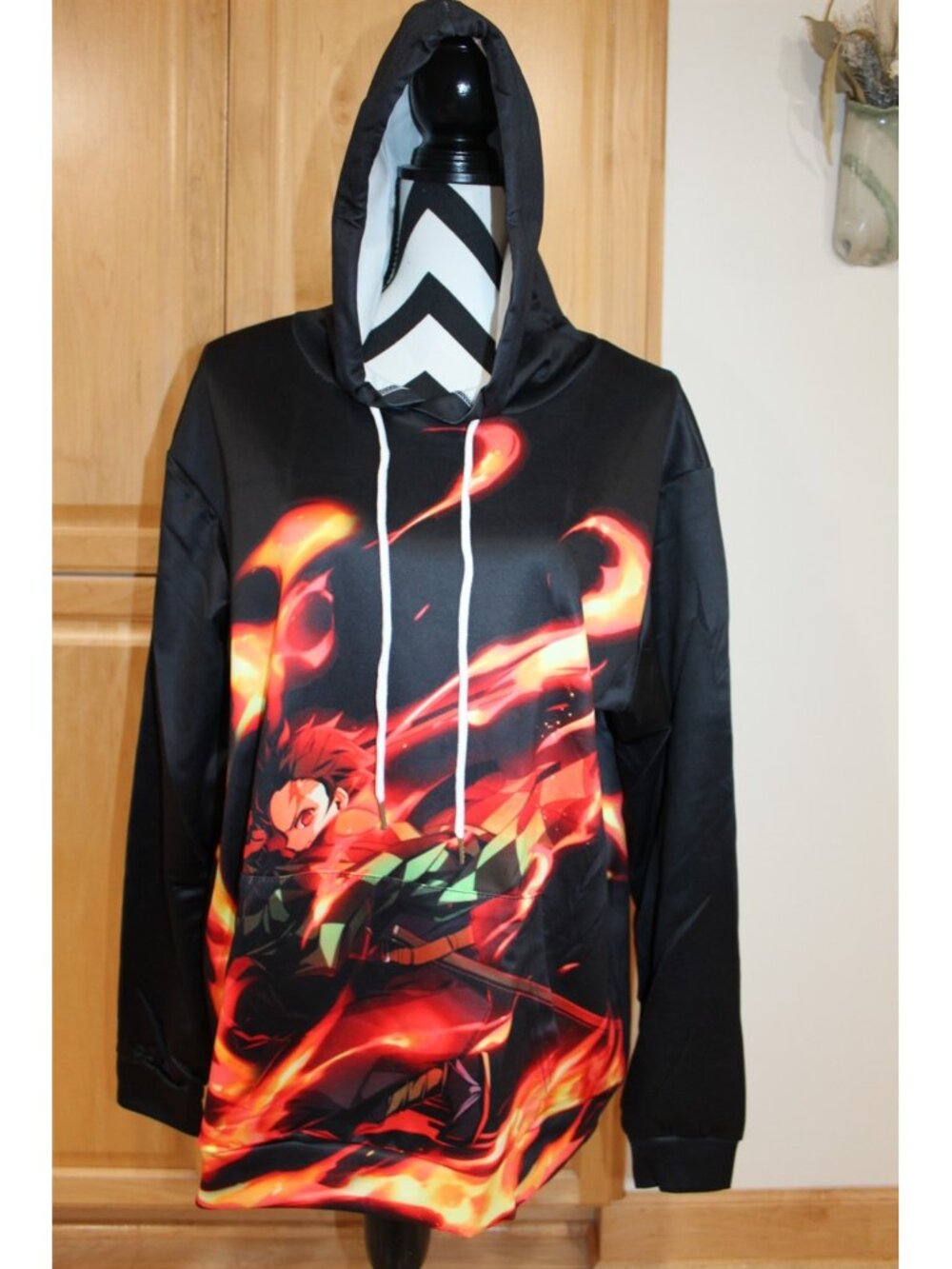 Anime Hoodie Bright Color Sweatshirt Novelty Orange Pattern Size Medium